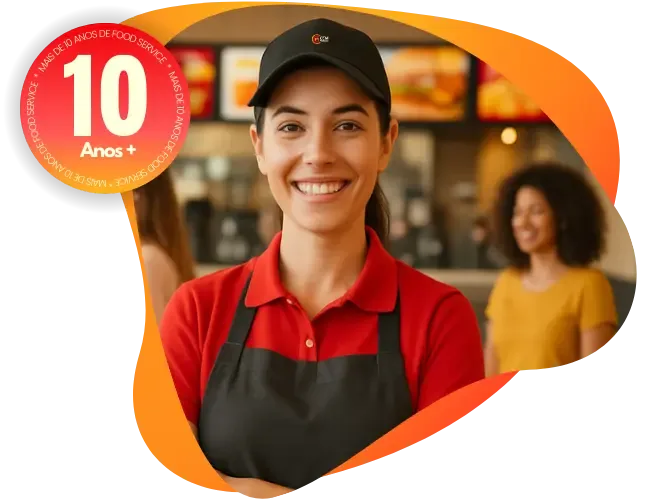 Atendente de restaurante sorrindo — CCM Pedidos, mais de 10 anos