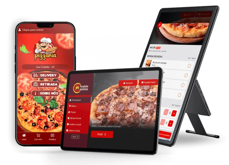 Celular, tablet e totem de autoatendimento CCM Pedidos