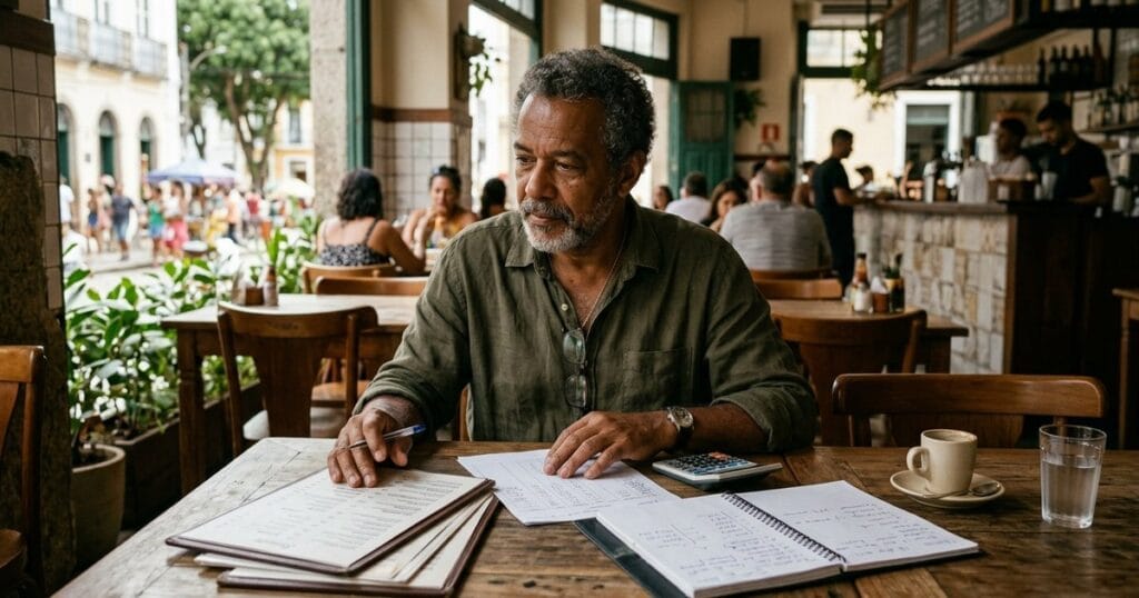 Chef em restaurante brasileiro ajusta ficha técnica ao precificar pratos no cardápio do estabelecimento